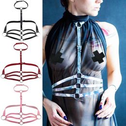 Belts 100% Handmade Punk Gothic PU Leather Harness Bra Top Heavy Duty 3 Rows Body Bondage Waist Belt Cincher Suspender