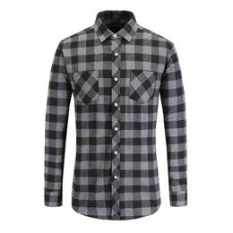 Jeetoo European/US Size Men Flannel Plaid Shirts Cotton 2021 Casual Long Sleeve Shirt Warm Comfort Regular Fit Man Blouse G0105