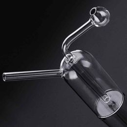 Mini clear oil burner pipes Smoking water pipe for dab rigs small oil rig hookah glass bong 4.5 inch Integrated Shisha Handmade Thick Tube Tobacco Bowl Wholesale