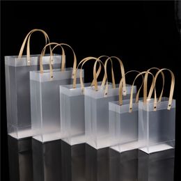 PP Plastic Bag With Handle PVC transparent Frosted Gift Bag Factory wholesale