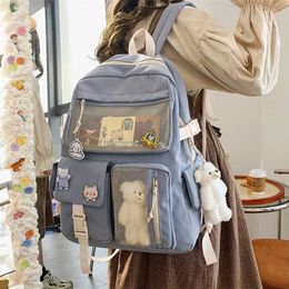 Korean Large Capacity Backpacks Women Kawaii Students Preppy ITA Bag for Teenager Girls Sweet Waterproof School Travel Bags 211026