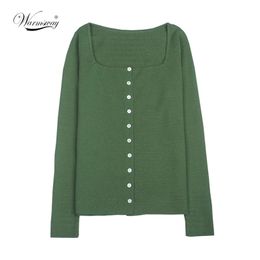 Square Collar Women Green Blouse Shirt Female Elegant Spring Autumn Sexy Long Sleeve Tops Ladies Casual Blouses C-048 210522