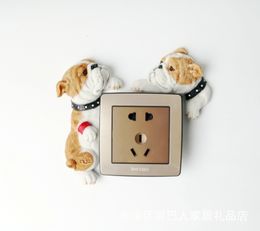 European Electric Socket British Bulldog Resin Home Protective Cover Creative Switch Wall Sticker Room Decoration