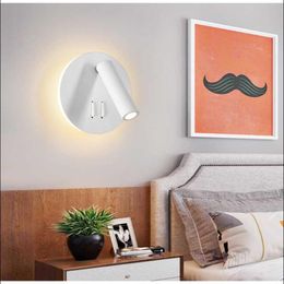 Wall Lamp LED Personality Reading Bedside Bedroom Modern Simple With Switch Nordic Creative Circular Decorative Light