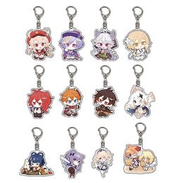 50PC Anime Game Genshin Impact Keychains Men Car Keychains for Women Bag Pendant Key Chain Metal Holder Key Ring Friend Jewelry Gifts Y220225