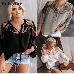 LODDD Women Fashion Tops Casual Hollow Transparent Round Neck Short Sleeve T-Shirt Top Blouse