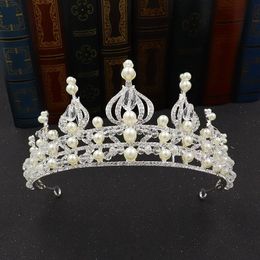 Baroque Natural Pearl Bridal Crown Handmade Beaded Rhinestone Hair Ornament Wedding Dress Accessories Headdress Clips & Barrettes