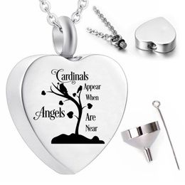 Love tree cremation pendant necklace silver bird heart shaped ashes urn keepsake to commemorate family or pets