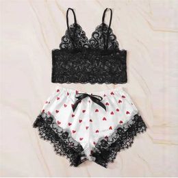 Customised Production Of Lace Summer Sexy Pyjamas Tempting Suit Sexy Underwear Women 211203