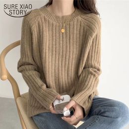 Spring Vintage Women Sweater Autumn Winter Clothes Long Sleeve Knitted Pullover Solid Casual Warm Streetwear 210510