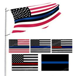 Blue Red Black Line Flag USA 90*150cm 3*5ft Custom Banner Metal Holes Grommets Indoor And Outdoor can be Customised