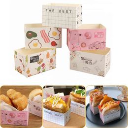 50PCS Cake Packaging Bagsand Wrapping Paper Thick Egg Toast Bread Breakfast Packaging Box Burger Oil Paper Tray 210326