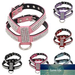 Dog Collar Adjustable Products pet Necklace Harness Leash Quick Release Bling Rhinestone 1 PC PU Leather