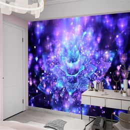 3d Modern Wallpaper Dreamy Colourful Purple Flower Interior Home Decor Living Room KTV Painting Mural Wallpapers