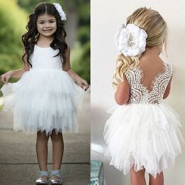 Baby Girl Flower Tulle Lace Dress Party Dress Girls Clothes Summer Kids Tutu Princess Costume Children Clothing Birthday Outfit Q0716