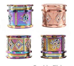 Concave Surface Smoking Herb Grinder 4 Layer 61mm Alloy Rainbow Tobacco Herbal Grinders for Dry Vaporizer With Mobile phone holder together.