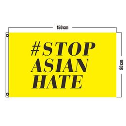 Stop Asian Hate Flag Lives Matter Banner Polyester 3d Printing Customization Anti Racism Poster Slogan Backdrop 3x5 FT TE0003