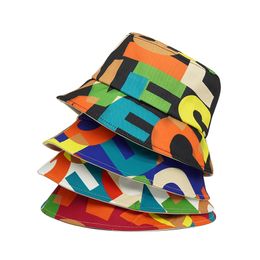 Summer Rainbow Letter Print Bucket Hats Women Outdoor Sun Protection Fisherman hat Men Hip Hop Fashion Panama