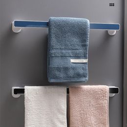 Towel Racks Bar Simple Self-adhesive Free Punching Bathroom Toilet Rack Kitchen Rag Single Storage