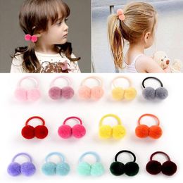 Baby Hairband Rabbit Fur Ball Hair Pony Tail Holder headband Toddler Girl Kids Hairbands