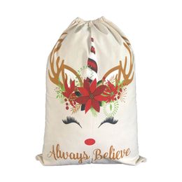 Christmas Decorations Christmas Gift Bag Cute Drawstring Canvas Unicorn Santa Sack Christmas Decoration Ornament Santa 2 Styles RRA4362