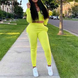 Tracksuits Women Set Top and Pants Solid Colour Fashion Elegant Matching s for Casual Homewear Joggers 210513