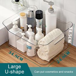 Storage Baskets Plastic U-Type Bins Without Cover-Clear BPA-Free Rack Tableware Box Kitchen Desktop Organizer