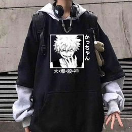Anime Hoodies My Hero Academia Bakugou Katsuki Printed Men's Sweatshirt Harajuku Streetwear Casual Unisex Pullover H1227