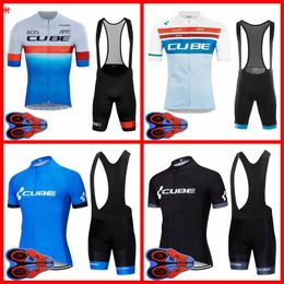 CUBE Team Ropa Ciclismo Breathable Mens cycling Short Sleeve Jersey Bib Shorts Set Summer Road Racing Clothing Outdoor Bicycle Uniform Sports Suit S21052816