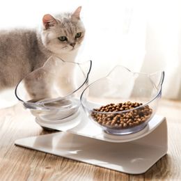 Pet Dog Cat Transparent Bowl with Holder Anti-slip Cat Food Dish Pet Feeder Water Bowl Perfect For Cats And Small Dogs Supplies Y200922