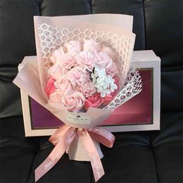 Valentines Day Gift 19 Rose Soap Bouquet wedding decoration Gift Box Christmas Birthday Gift for girlfriend wife 210326