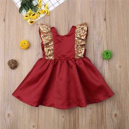 US Lovely Toddler Baby Girl Sequin Bowknot Dress Wedding Party Princess Dress 50 Z2