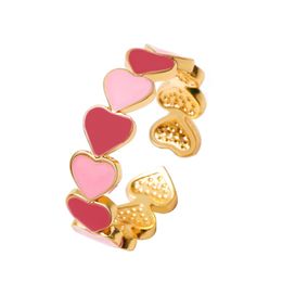 Valentine's Day Gift Pink Love Heart Ring Open Metal Heart Rings Party Fashion Jewellery Accessories