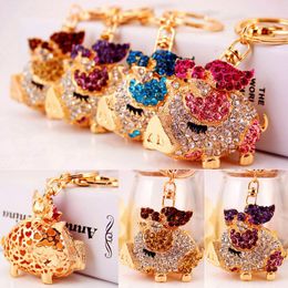 Lovely Rhinestone Crystal pig animal Keychain Keyring Pendant pig Key Chain Ring Holder Alloy Keychains