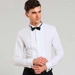 Französische Manschettenhemden Langarm-Smokinghemd Weiß Schwarz Rosa Party Hochzeit Männliches Kleid Mode Herrenbekleidung1 Herren
