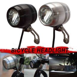 Bicycle LED Front Light for HUB Dynamo Headlight Safety Warning Night Light Bike Decoration Black White Y1119