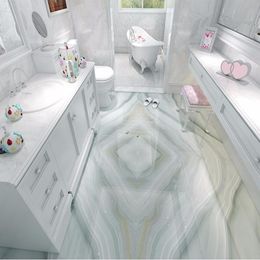 Fonds d'écran Custom Auto-adhésif Sol Mural 3D Carreaux 3D Modern Simple Marbre Papier peint de salle de bain en PVC imperméable