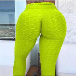 The Leggings Sexy Solid Colour Push Ups Girl Women Gym Clothing High Waist Pants Ms Work Out Breathable Tight Black Bubble 211204