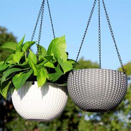 Flower Pot Hanging Imitating Rattan Garden s Planters for Outdoor Plants Self-absorbent Thickened s 211130