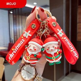 Cute Cartoon Santa Claus keychain Soft Rubber Doll Bag Pendant Car Key Ring Chain