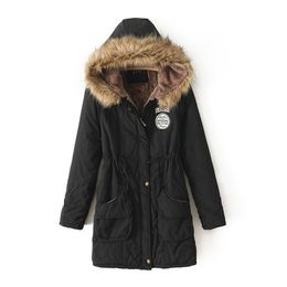Coats and jackets winter Korean casual slim-fitting cotton-padded with hooded long-sleeved mid-length padded plus size clothing 210923