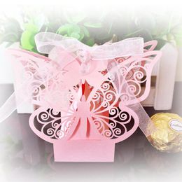Подарочная упаковка 50 100 шт. Бабочка Форма бумага конфеты коробка упаковки лазерное вырезать шоколадное печенье для свадьбы день рождения