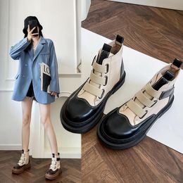 Boots For Women 2021 Mixed Color Round Toe Vintage Platform Ankle Female High Quality Light Soft Short Rubb