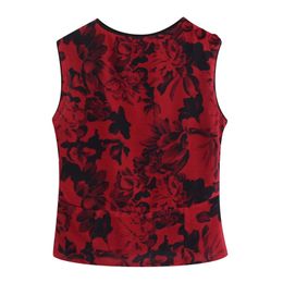 Chinese Style Floral Printed Tshirts Women Fashion O Neck Tops Elegant Ladies Sleeveless Short Tees 210531