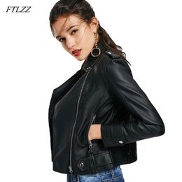 Autumn Slim Punk Soft Pu Leather Coat Women Biker Jacket Black Pink Motorcycle Outwear Short Bomber Jackets 210423