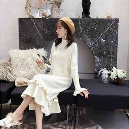 Long Paragraph Over-the-knee Sweater Female Autumn And Winter Wild Pullover Loose Half-high Collar 210427