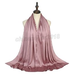 Plain Colour Scarf Women Luxury Silk Satin Crinkle Hijab Foulard Femme Bandana High Quality Plain Head Wraps Shawls Scarves Tippet