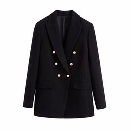 Vintage Woman Double Breasted Blazers Coat Fashion Office Ladies Autumn Jacket Female Chic Button Outerwears 210515