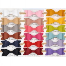 2021 3inch Faux Leather Hair Bow Headbands Nylon Headband Newborn Hair Band Baby Girl Hair Accessory 36pcs/lot