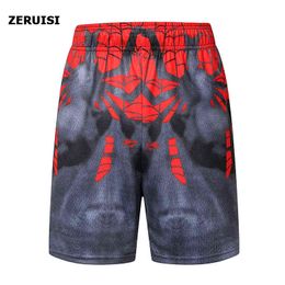 3D Printer Men Summer Causal Shorts Plus Size Breathable Beach Brand Clothing Loose Homme Shorts Quick Qry Polyester Trousers H1210